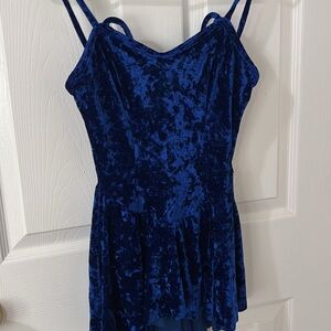 Vintage Velvet Blue Strappy Dance Costume with Hat